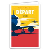 Afie 69-4342 Startkaart met envelop, mini-poster in formaat 17 x 11,5 cm, goede continuatie, verhuizing, levensverandering, reizen, vliegtuig, zon, retro, vintage