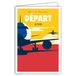 Afie 69-4342 Startkaart met envelop, mini-poster in formaat 17 x 11,5 cm, goede continuatie, verhuizing, levensverandering, reizen, vliegtuig, zon, retro, vintage