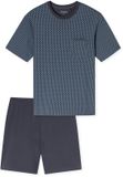 SCHIESSER - Heren Pyjama Kort - Grafiet - Gestipt - 100% Katoen - Maat S