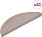 vidaXL Tapis d'escalier 30 pcs 56x17x3 cm brun clair demi-rond
