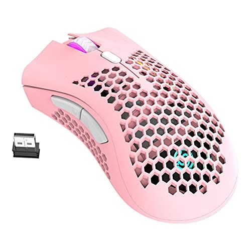 n/a Draadloze gaming muis - 7 knoppen - 1600 DPI - RGB - Roze