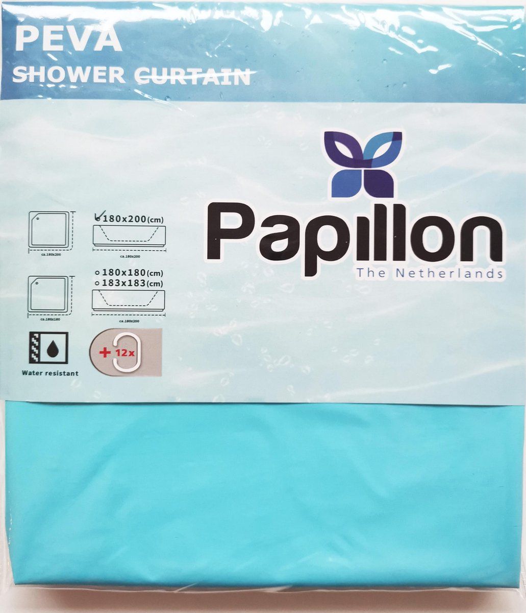 IFC Papillon Douchegordijn Uni Turquoise 180 x 200 cm