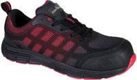 Portwest Compositelite Ogwen Trainer S1P FT35 - Zwart/Rood - Maat 44