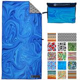 ECCOSOPHY Microvezel strandlaken voor volwassenen - extra grote reisstrandhanddoeken met zakje - 180 x 88,9 cm sneldrogende badhanddoeken - grote zandvrije strandhanddoeken (Laguna)