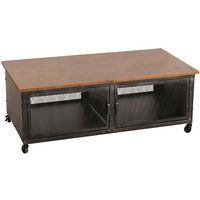 HWC-N28 Salontafel, Sofatafel, Wielen, 2 Vakken, 3D Structuur, Industrieel Retro Metaal Hout, 45x120x60cm, Zwart, Bruin
