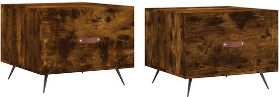 vidaXL Salontafels 2 st 50x50x40 cm bewerkt hout gerookt eikenkleurig
