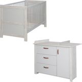 roba 2-delige 'Mila' Meubelset voor de Kinderkamer met Combi-Bed (70 x 140 cm) en Commode - Houten Combi-bed met Commode (Grijs)