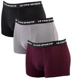 Le Coq Sportif Heren Boxershorts 3 Pack Cotton Stretch Zwart/Grijs/Bordeaux Maat L