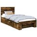 vidaXL Bedframe met hoofdeinde Rook Eiken 90 x 200 cm Bewerkt hout