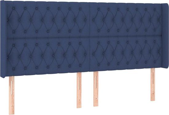 vidaXL Hoofdbord met randen 203x16x118/128 cm stof blauw