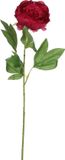 Mica Decorations Mica Kunstbloem pioenroos - donker roze - 76 cm - polyester
