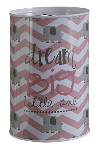 Premier Housewares Dream Big Money Tin - Rose - 10 x 10 x 15 cm