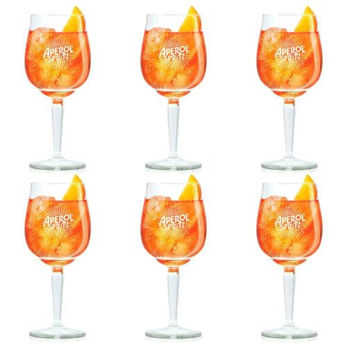 Aperol Spritz Glazen - 450 ml - Officieel Glas - 6 Stuks - Ideaal voor Aperol Spritz, Cocktails en Drankjes - Hoogwaardige Kwaliteit - Geschikt voor Vaatwasser