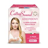 COTTON SOUND Ultra Vleugels voor de dag, absorberend met katoen, 12 stuks, 100% hydrofiel katoen, hypoallergeen, dermatologisch getest, super absorberend, meerlaagse technologie, gemaakt in Italië