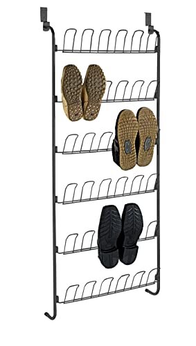 WENKO Deurschoenenrek, rek met 6 planken voor maximaal 18 paar schoenen om aan de deur te hangen, opslag en organisatie in het hele huishouden, 59 x 151 x 14 cm, gepoedercoat metaal