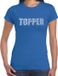 Bellatio Decorations Shoppartners Bv Glitter Topper t-shirt blauw met steentjes/ rhinestones voor dames - Glitter kleding/ foute party outfit M