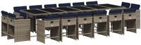 vidaXL 17-delige tuinset met kussens, grijs polyrotan