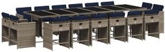 vidaXL Ensemble de jardin 17 pièces avec coussins, polyrotin gris