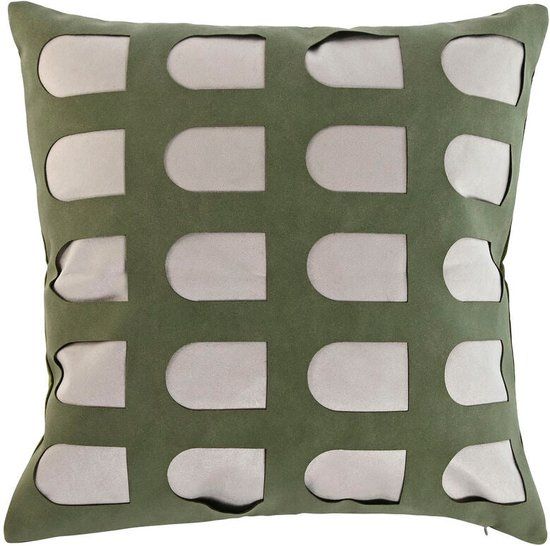 Home Esprit Kussen - Wit/Groen - 45 x 45 cm - Polyester