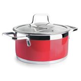 Lacor - 15324 - buffetpan met netdeksel, roestvrij staal 18/10, geslepen binnencoating, ergonomische handgrepen, sandwichbodem, geschikt voor inductie, ovenvast, Ø 24 cm, rood