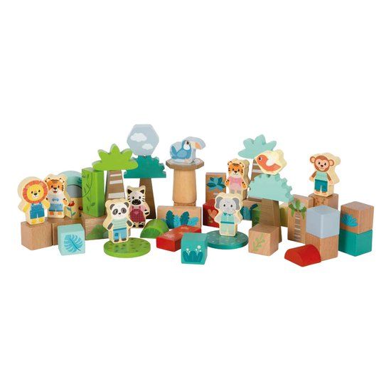 Small Foot Houten Bouwblokken Jungle Friends FSC - 50dlg.