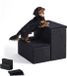 Relaxdays hondentrap, 2 treden, opbergruimte, HxBxD: 32 x 40 x 35 cm, zwart