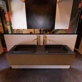 Mondiaz ERIN 150cm badmeubelset onderkast Rust met 1 lade + Wastafel RIDGE dubbel 2 kraangaten Urban ERIN11072