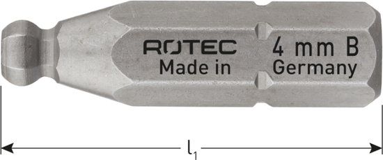 Rotec PRO Insertbit inbus SW2,0 L=25mm C 6,3 Kogelkop BASIC