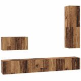 vidaXL Wand TV Kast 4 st Oud Hout Bewerkt hout