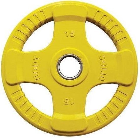 Body-Solid Gekleurde Olympische Rubber Halterschijf - Geel - 15 kg