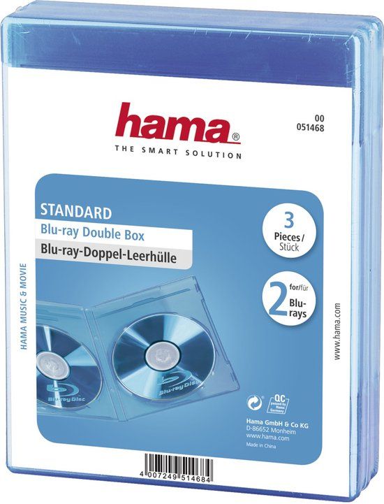 Hama Blu-ray Double Jewel Case - 3 Pack - Blue