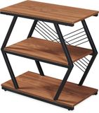 en.casa Bijzettafel Nolarg met 3 planken 65x30x61 cm zwart en walnootkleurig