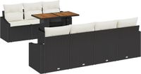 vidaXL Tuinbank - Set - 8-delig - Zwart - Polyrattan