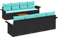 vidaXL Tuinbankenset 9 st 8-Aantal zitplaatsen Zwart en Turquoise