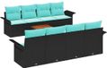 vidaXL Ensemble de bancs de jardin 9 pièces 8 places noir et turquoise