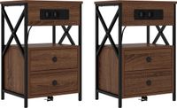 vidaXL Nachtkastje - Set van 2 - Bruin Eiken - 40 x 31 x 60 cm