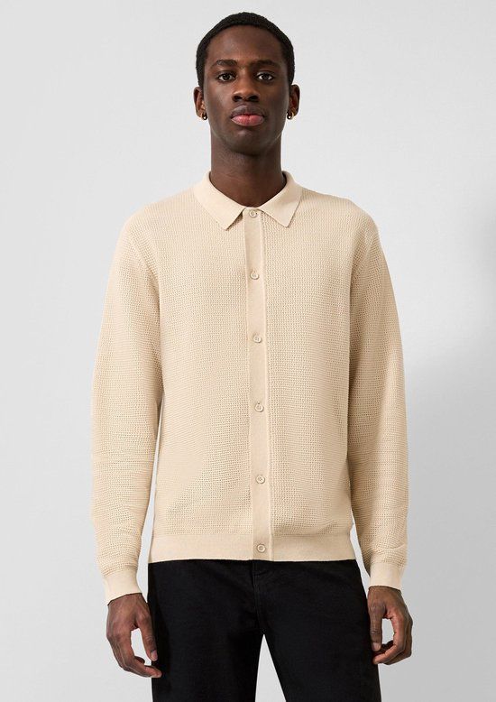 QS s.Oliver QS Hemd lange mouw katoen beige XL