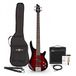 Gear4music Chicago Basgitaar + 15 W Versterkerpakket, Trans Red Burst