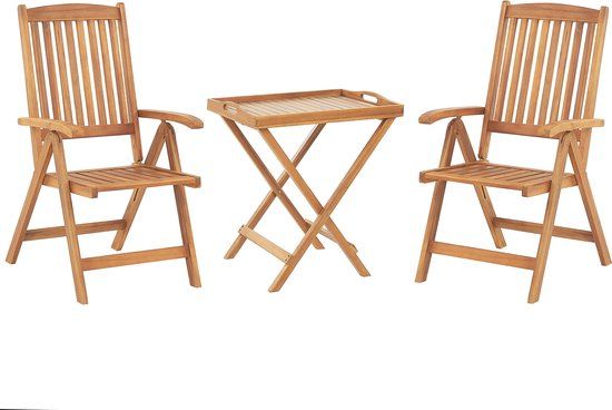 Beliani JAVA Bistroset voor 2 - Lichte houtkleur - Acaciahout