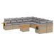 vidaXL 10-delige Loungeset met kussens, polyrattan, beige