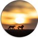 Merkloos / Sans marque Dibond Muurcirkel - Speelgoed Dieren bij Zonsondergang - 30x30 cm