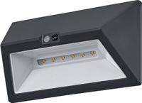 OSRAM buitenwandlamp, donkergrijs, 1,5 W, 110 lm, 3000 K, stralingshoek 55°, levensduur 25.000 uur, IP44, PIR-bewegingssensor, USB-C-oplaadfunctie