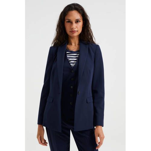 WE Fashion aansluitende geweven blazer donkerblauw
