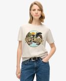 Superdry & Co T-shirt de voyage souvenir Coupe décontractée Crème Taille : 44
