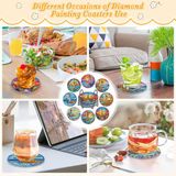 Dailygoods Sous-verres 8 Pièces avec Support - Peinture Diamant - DIY - Décoration d'Intérieur - Plastique - Rond - Phare