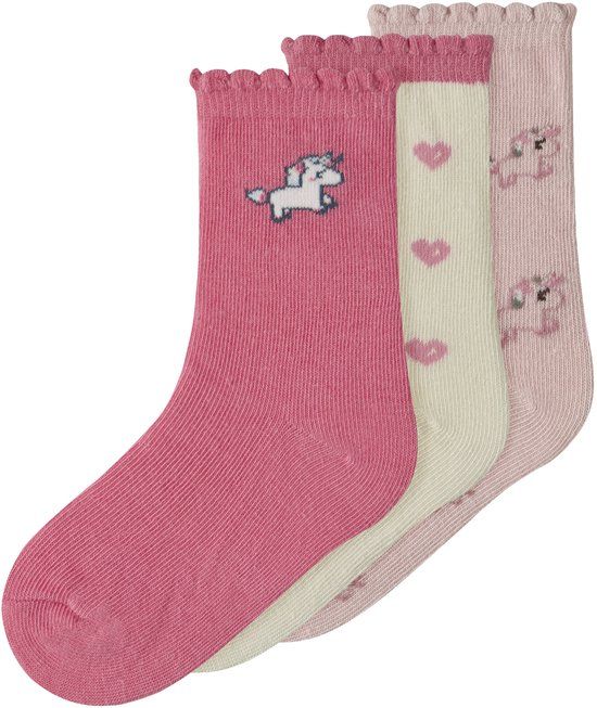 NAME IT - NMFLEXSOK 3P SOCK - Meisjes - Sokken - Schoenmaat 31/33 - Kleur Flowering Ginger
