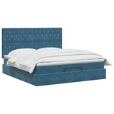 vidaXL Ottoman Bed with Mattress Dark Blue 140 x 200 cm Velvet