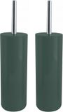 MSV Porto Toilet/wc - 2x - brosse in houder - kunststof - donkergroen - 38 cm