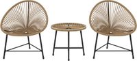 Outsunny Rattan Bistro Set - Staal - 72x68x81cm - Naturel