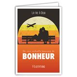 Afie 69-4332 wenskaart met envelop voor koppels, heren en dames, mini-posterformaat 17 x 11,5 cm, liefhebbers voor bruiloften, vliegtuig, zonsondergang, retro, vintage